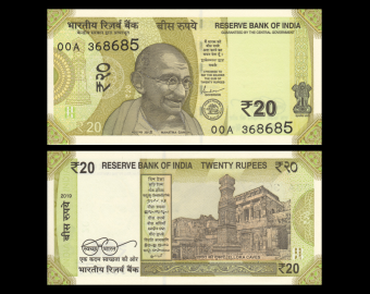 India, P-100a, 20 rupees, 2019