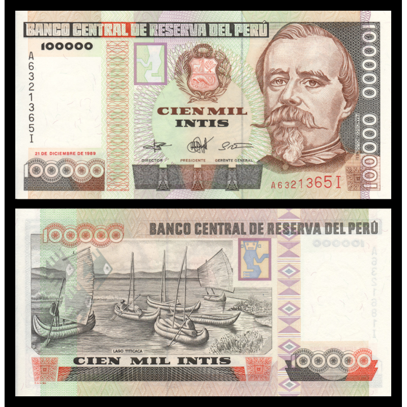 Pérou, P-145, 100 000 intis, 1989 - Billet de banque en vente sur Monnaies du Monde SHOP