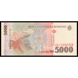 Roumanie, P-107b, 5 000 lei, 1998 - Billet de banque en vente sur Monnaies du Monde SHOP