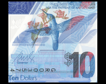 Caraïbes, P-New10, 10 dollars, 2019, polymère