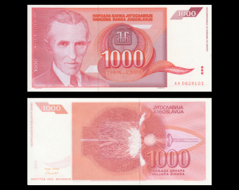 Yougoslavie, P-114, 1 000 dinara, 1992