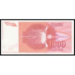 Yougoslavie, P-114, 1 000 dinara, 1992 - Billet de banque en vente sur Monnaies du Monde SHOP