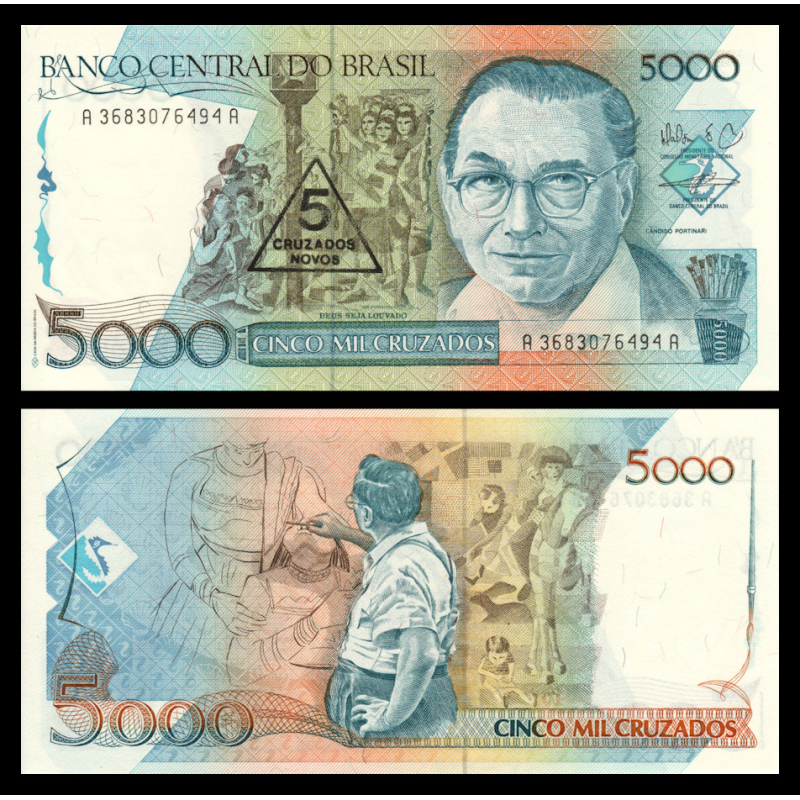 Brésil, P-217b, 5 cruzados novos, 1989 - Billet de banque en vente sur Monnaies du Monde SHOP