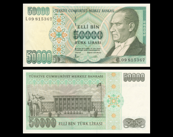 Turquie, P-204, 50 000 lira, 1995