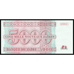 Zaïre, P-69, 5 000 nouveaux zaïres, 1995 - Billet de banque en vente sur Monnaies du Monde SHOP