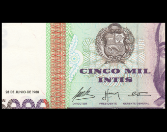Pérou, P-137, 5000 intis, 1988