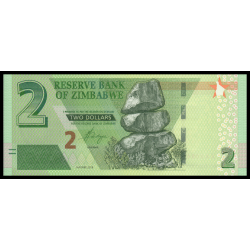 Zimbabwe, P-101, 2 dollars, 2019, hybride - Billet de banque en vente sur Monnaies du Monde SHOP