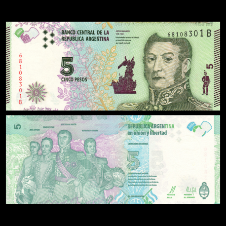 Argentine, P-359, 5 pesos, 2015