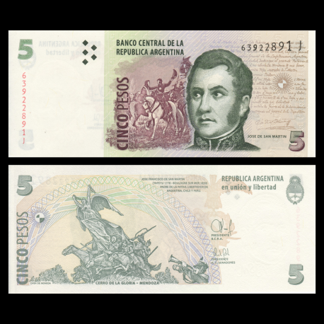 Argentina, P-353d, 5 pesos, 2003
