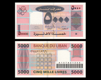 Liban, P-85b,5000 livres, 2008