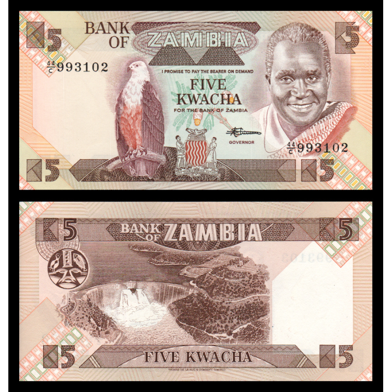 Zambie, P-25d, 5 kwacha, 1986 - Billet de banque en vente sur Monnaies du Monde SHOP