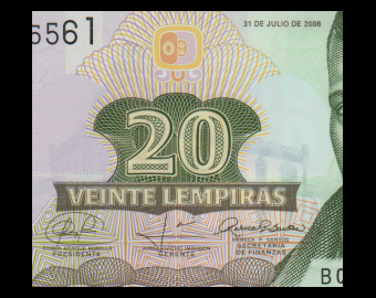 Honduras, P-095, 20 lempiras, 2008, polymre