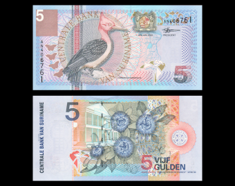 Suriname, p-146, 5 gulden, 2000