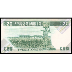Zambie, P-27e, 20 kwacha, 1980-88 - Billet de banque en vente sur Monnaies du Monde SHOP
