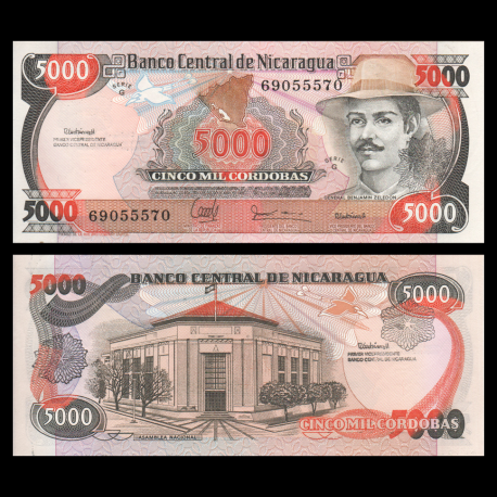 Nicaragua, P-157, 5000 cordobas, Res. 11.06.1985