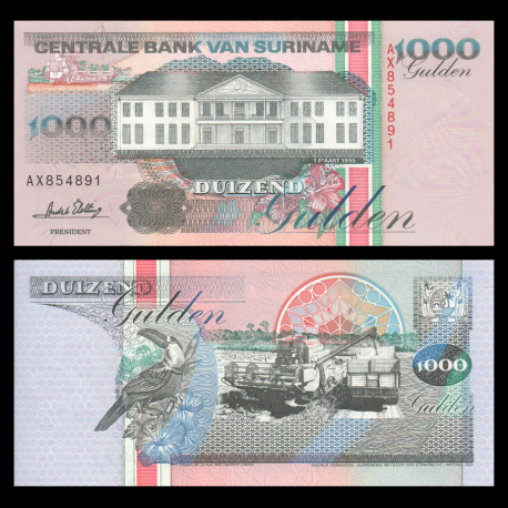 Suriname, P-141b, 1000 gulden, 1995