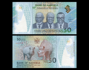 Namibie, P-18, 30 dollars, 2020, Polymère