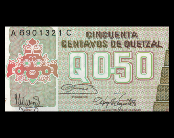Guatemala, P-065e, 0.5 quetzal, 1986