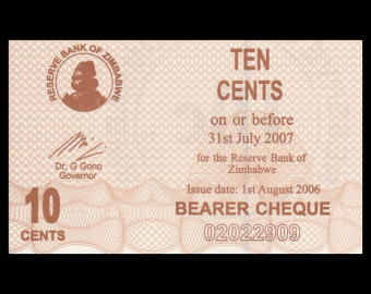 Zimbabwe, P-035, 10 cents, 2006