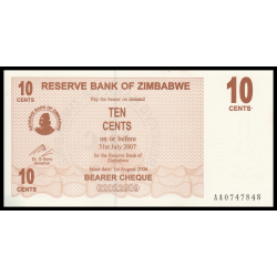 Zimbabwe, P-035, 10 cents, 2006 - Billet de banque en vente sur Monnaies du Monde SHOP