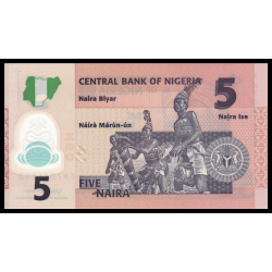 Nigeria, P-38k, 5 naira, 2020, polymère - Billet de banque en vente sur Monnaies du Monde SHOP