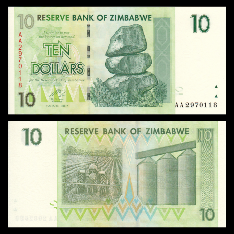 Zimbabwe, P-067, 10 dollars, 2007