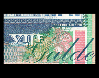 Suriname, P-136b, 5 gulden, 1998