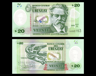 Uruguay, P-101, 20 pesos, 2020, polymère
