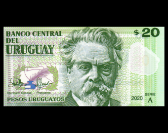 Uruguay, P-101a, 20 pesos, 2020, polymère