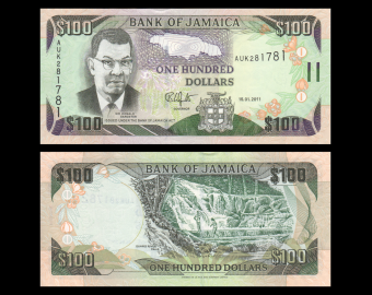 Jamaïque, P-84f, 100 dollars, 2011