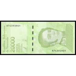 Venezuela, P-110b, 20 000 bolívares soberanos, 2019 - Billet de banque en vente sur Monnaies du Monde SHOP