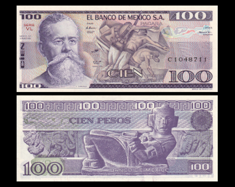 Mexique, P-074c, 100 pesos, 1982