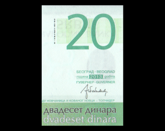 Serbie, P-55b, 20 dinara, 2013