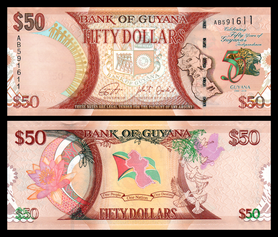 Details about   Guyana 50 Dollars ND 2016 P 41 Comm UNC LOT 5 PCS 