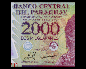 Paraguay, P-228b, 2 000 guaranies, polymère, 2009