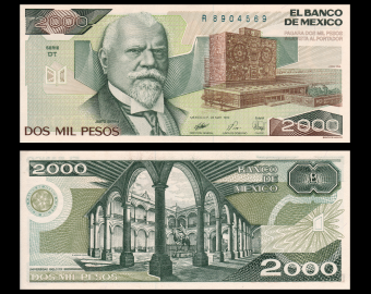 Mexique, P-086c, 2 000 pesos, 1989