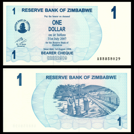 Zimbabwe, P-037, 1 dollar, 2006