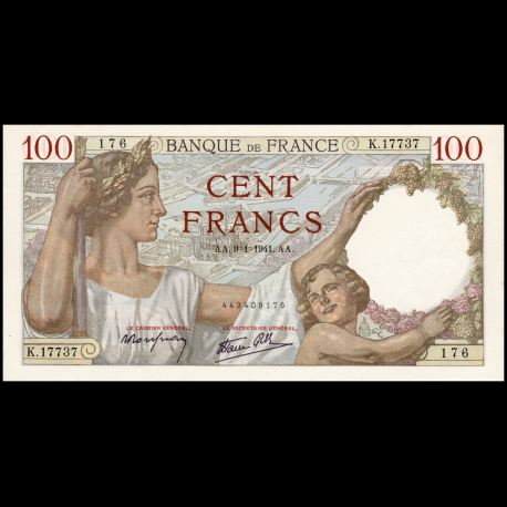 France, P-094, 100 francs, Sully, 1941, PresqueNeuf / a-UNC