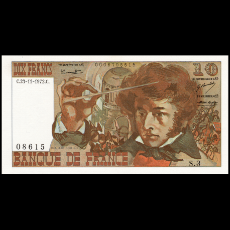 France, P-150b, 10 francs, Berlioz, 1972