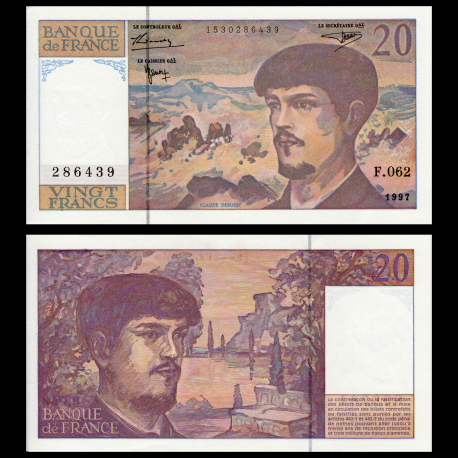 France, P-151i, 20 francs Debussy, 1997