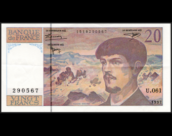 France, P-151i, 20 francs Debussy, 1997, SUP / Extremely Fine