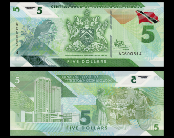 Trinidad & Tobago, P-61, 5 dollars, polymère, 2020