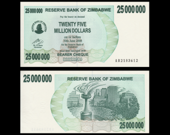 Zimbabwe, P-056, 25.000.000 dollars, 2008