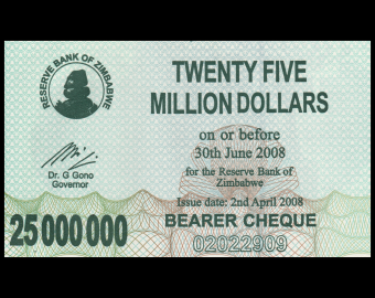 Zimbabwe, P-056, 25.000.000 dollars, 2008