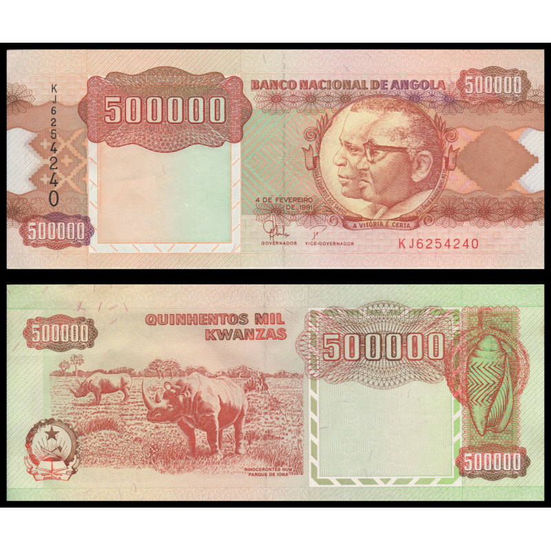 Angola, P-134, 500 000 kwanzas, 1991 - Billet de banque en vente sur Monnaies du Monde SHOP