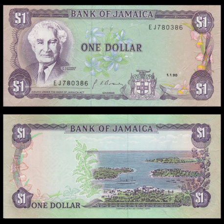 Jamaïque, P-68Ad, 1 dollars, 1990
