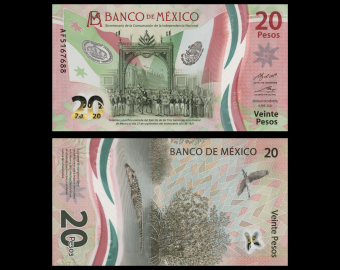 Mexique, P-new, 20 pesos, 2021, Polymère
