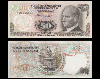 Turkey, P-188b, 50 türk lirası, L.1970