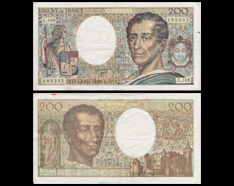 France, P-155e, 200 francs, Montesquieu, 1992, TTB / Very Fine