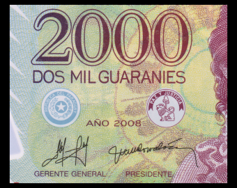 Paraguay, P-228a, 2000 guaranies, Polymère, 2008